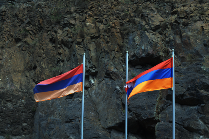 flags at the Armenia NKR border